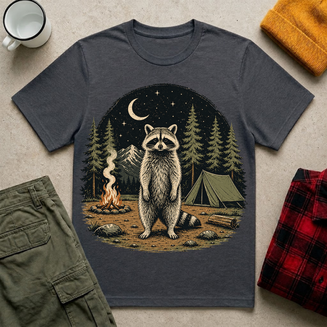 Raccoon Camping  T-Shirt