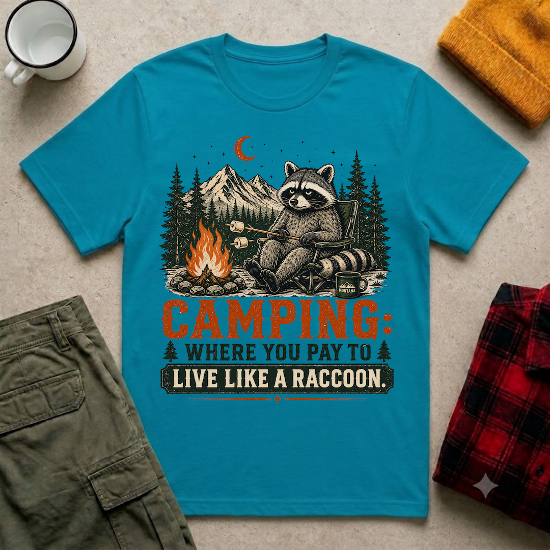Camping Raccoon T-Shirt
