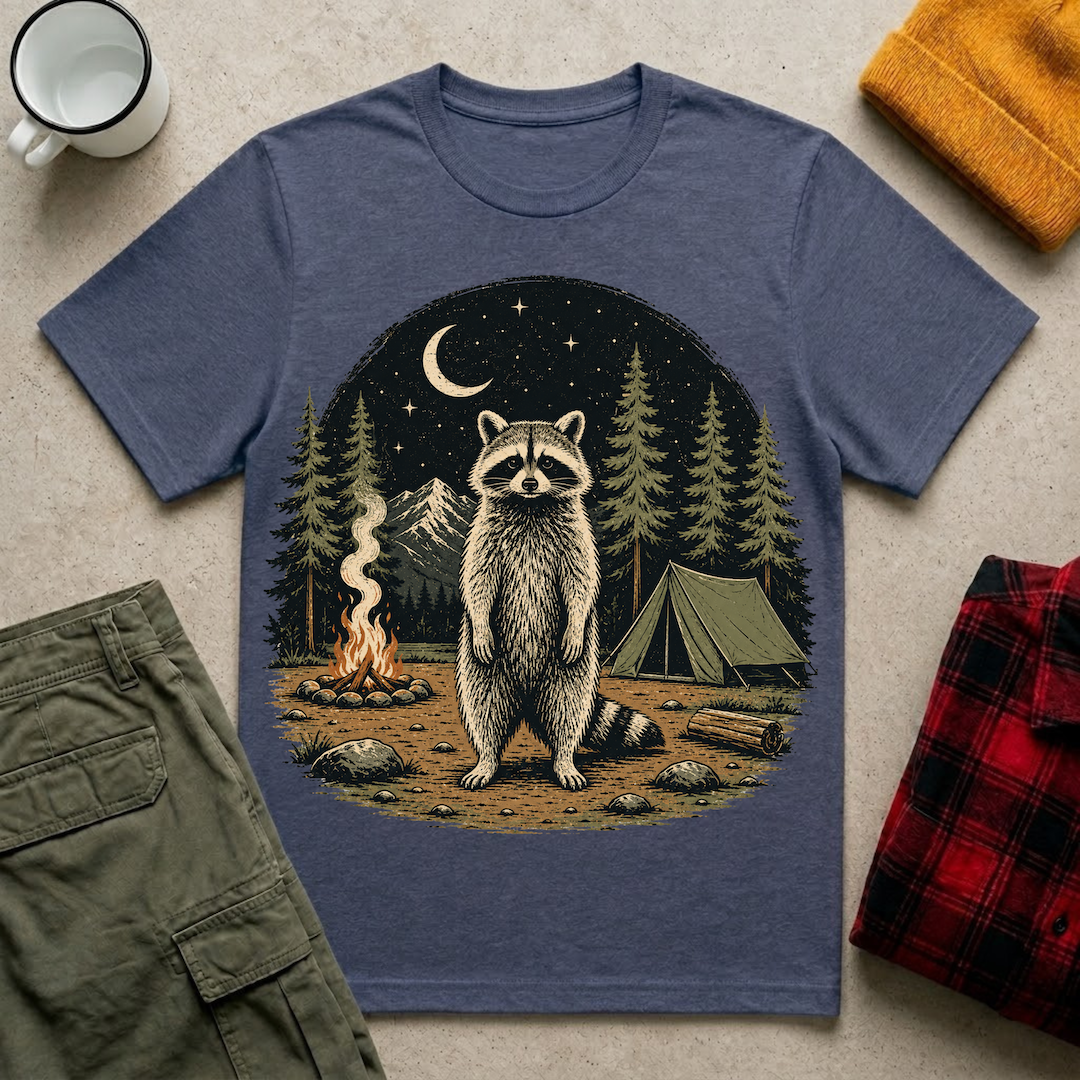 Raccoon Camping  T-Shirt