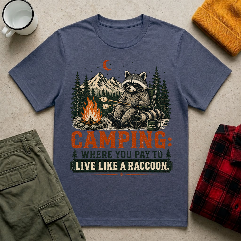 Camping Raccoon T-Shirt