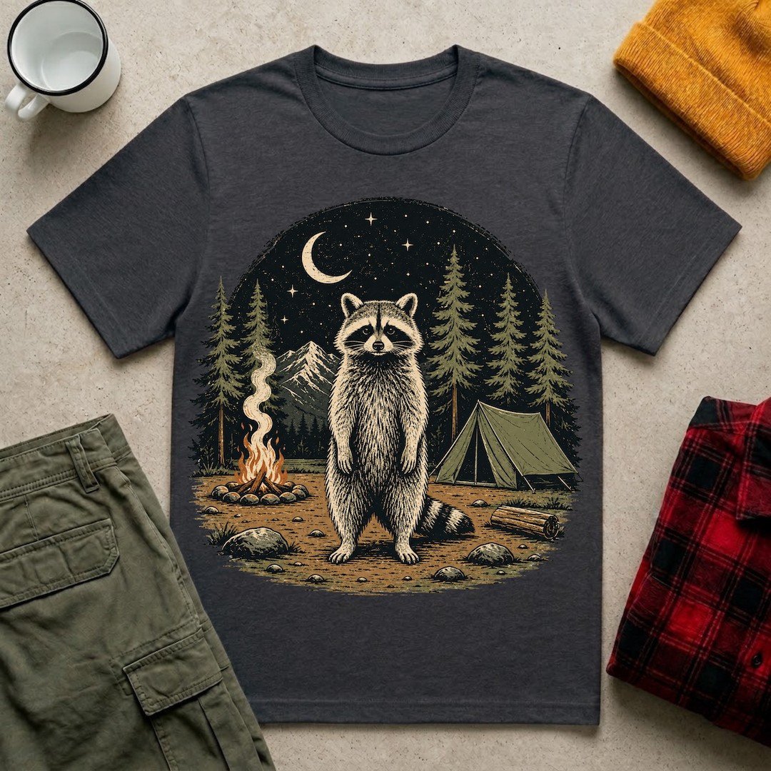 Raccoon Camping  T-Shirt