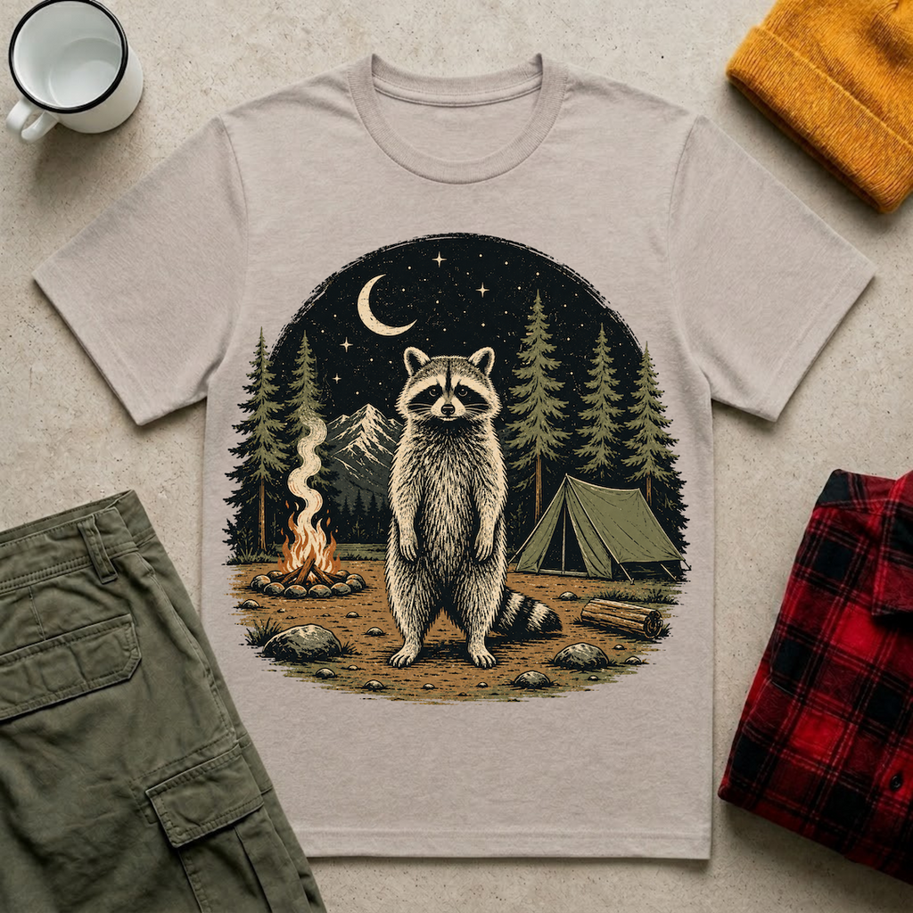 Raccoon Camping  T-Shirt