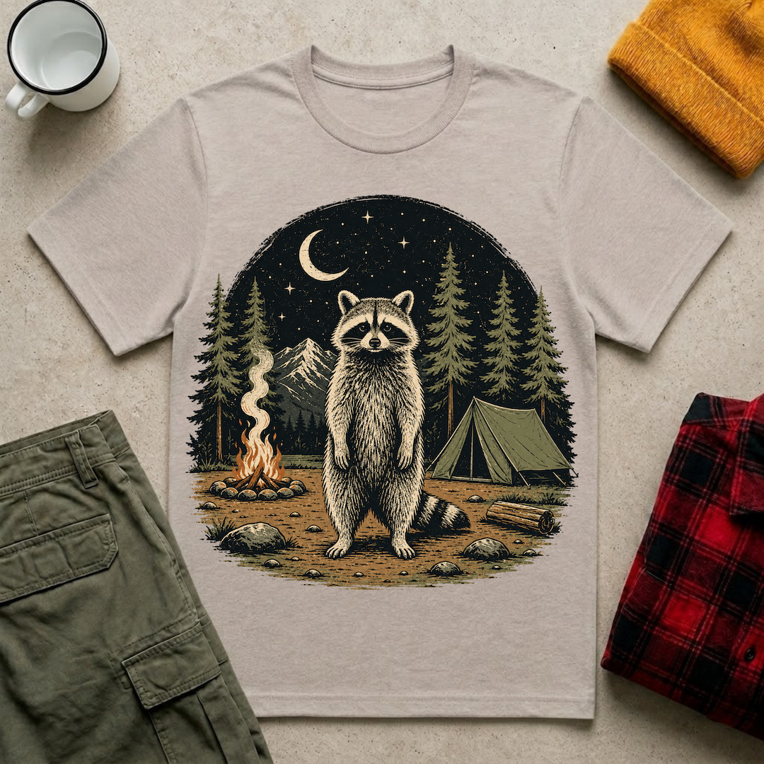 Raccoon Camping  T-Shirt