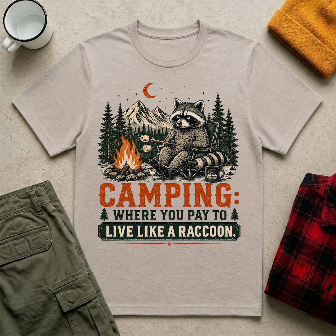 Camping Raccoon T-Shirt