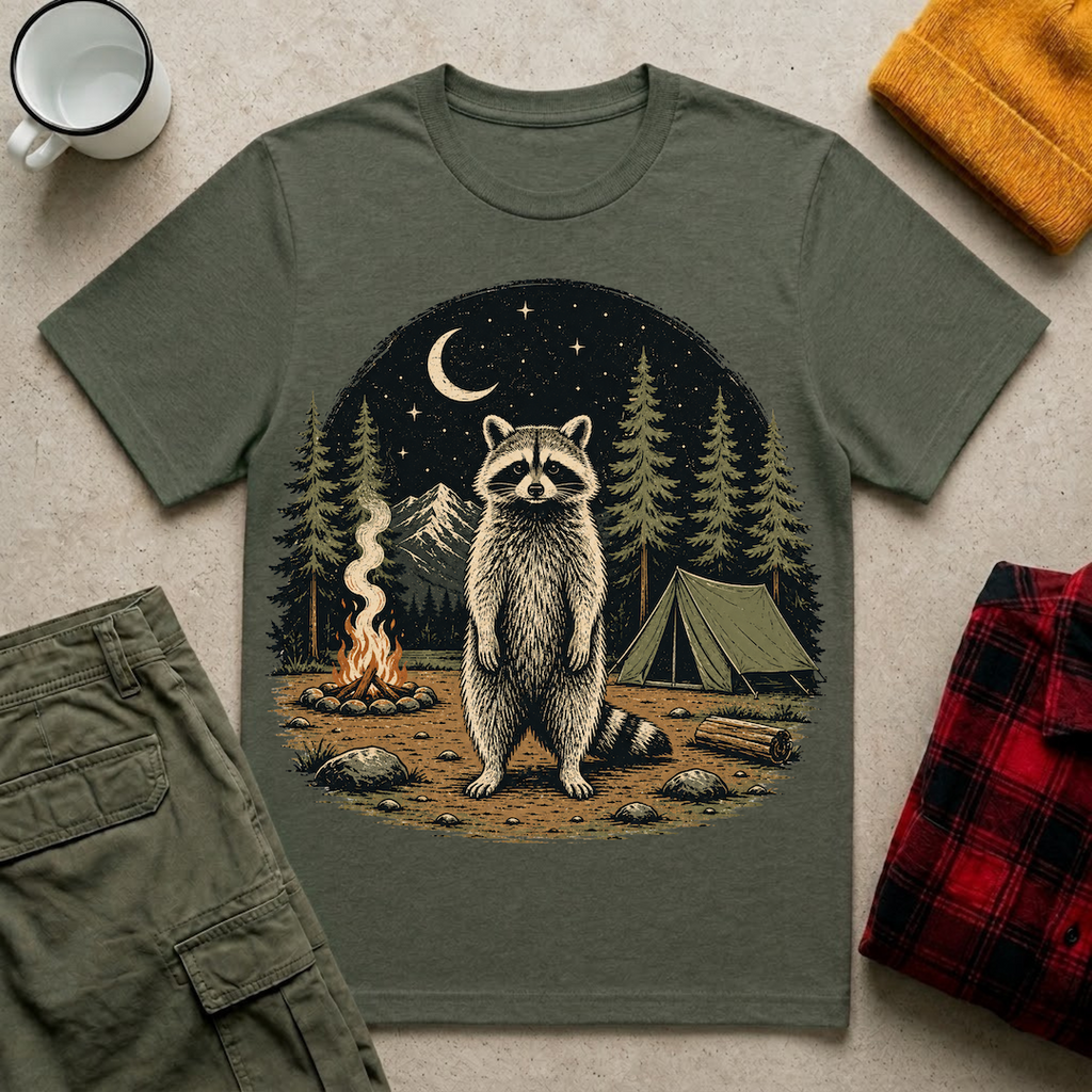 Raccoon Camping  T-Shirt