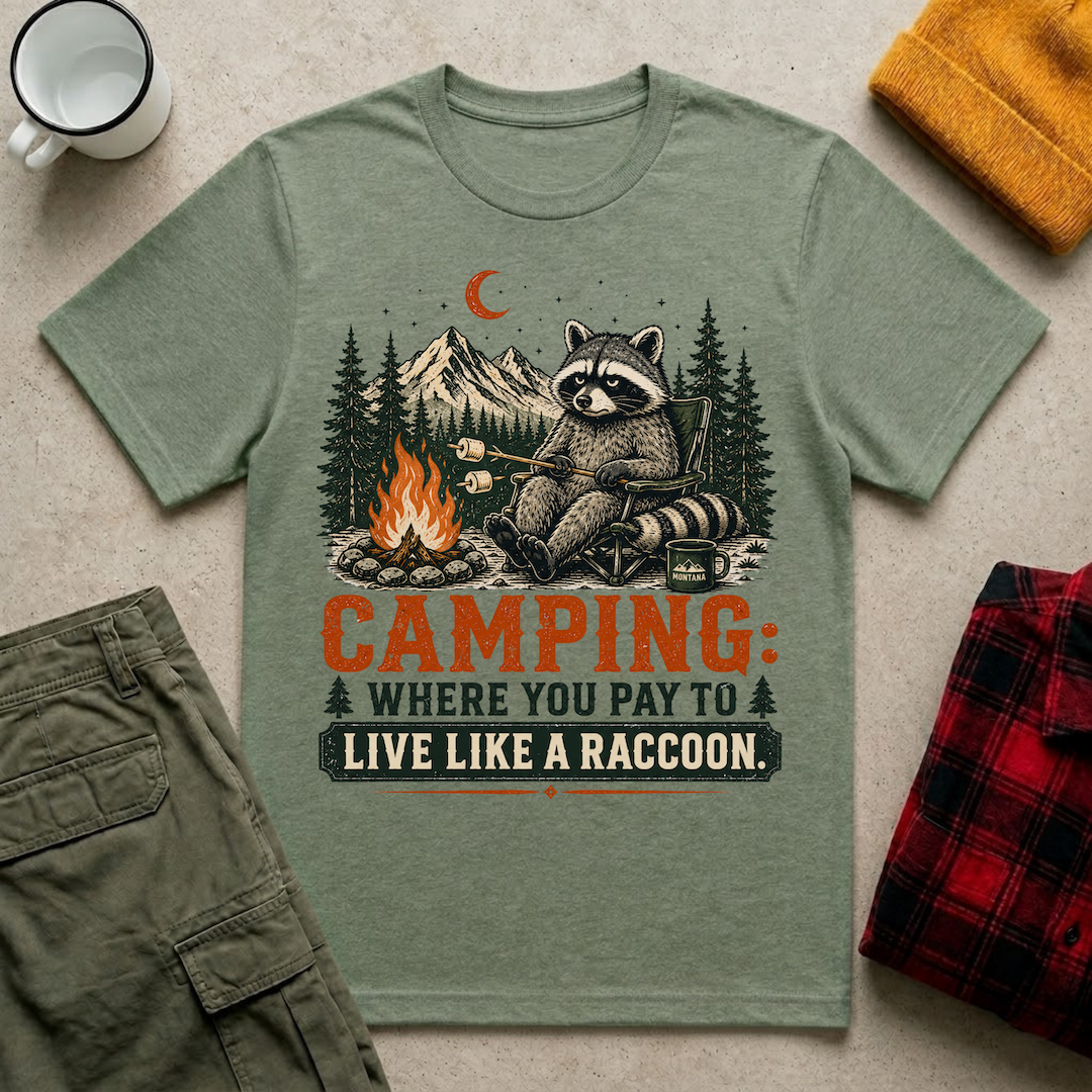 Camping Raccoon T-Shirt