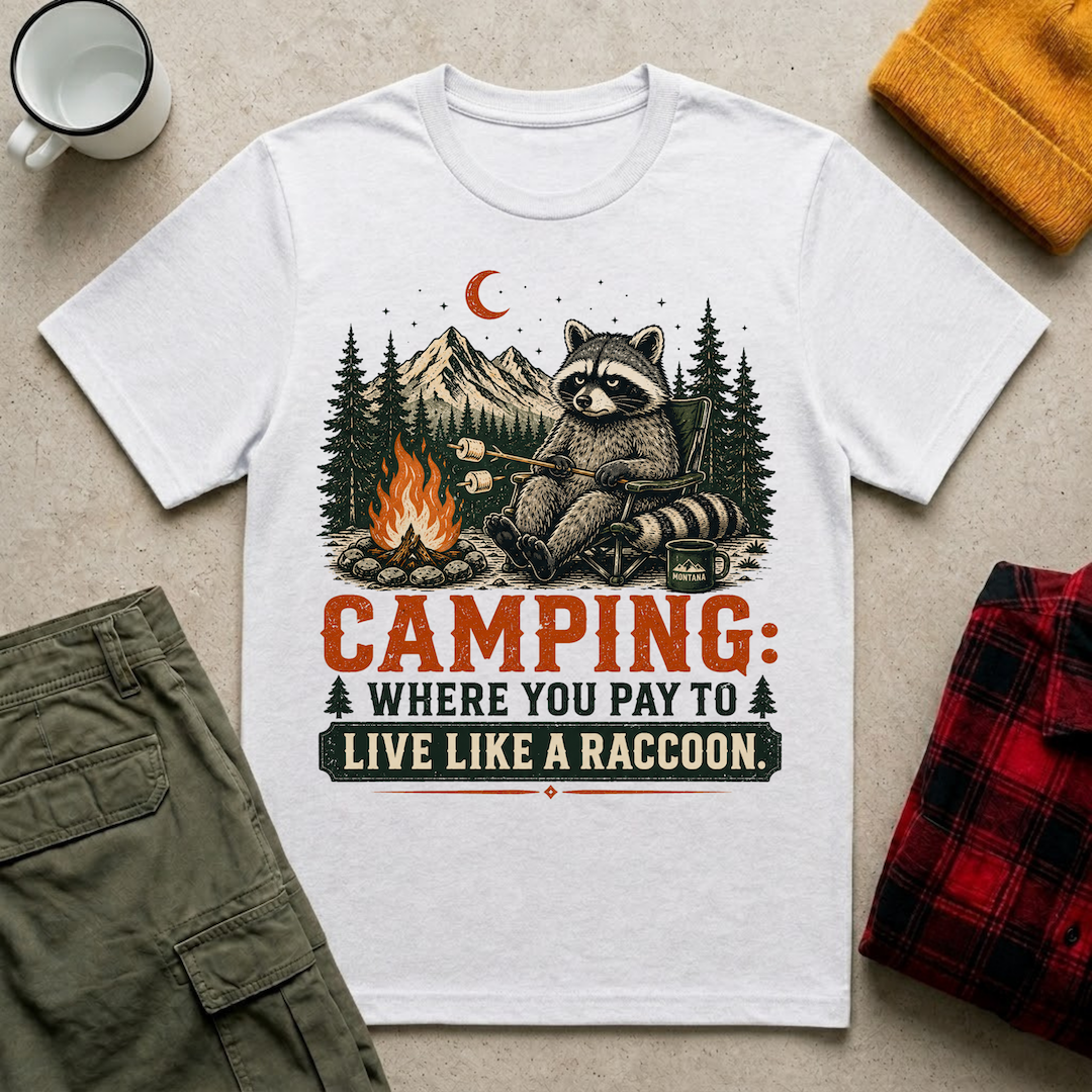 Camping Raccoon T-Shirt